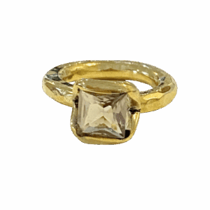 Anillo Solitario Cuadrado Cuarzo Ahumado