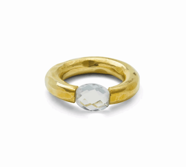 Anillo Aro Piedra Topacio Azul