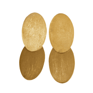 Aretes Oval Doble Oro Satinado