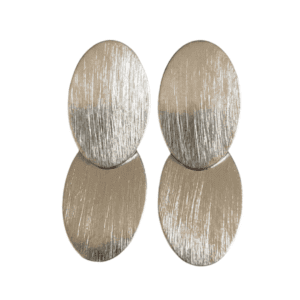 Aretes Oval Doble Rodio Satinado