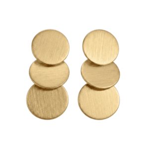 Aretes Tres Monedas Oro Satinado