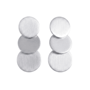 Aretes Tres Monedas Rodio Satinado