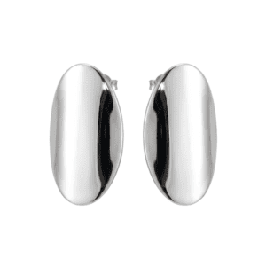 Aretes Oval Rodio Liso