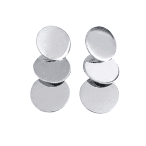 Aretes Tres Monedas Rodio Liso