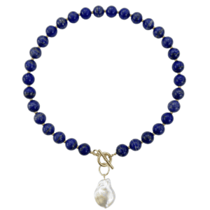 Collar Lapislázuli Dije Perla Barroca