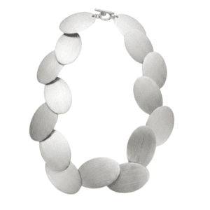 Collar Ovalos Encontrados Rodio Satinado