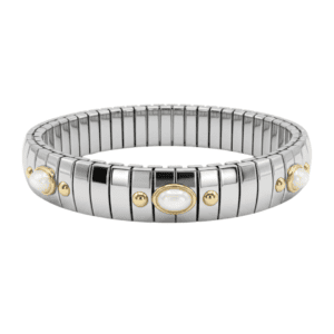 Pulsera Resorte Gruesa Tres Cuarzo Blanco